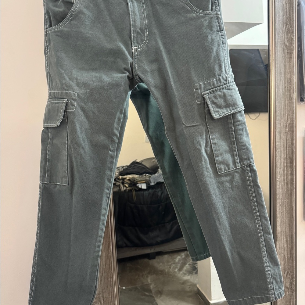 Bershka Gray Cargo Pants with Utility Design